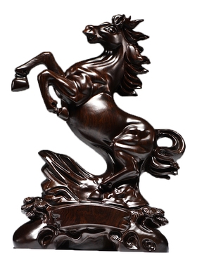 唐趣黑檀木雕马摆件 红木马实木工艺品饰品 马到成功家居商业礼品