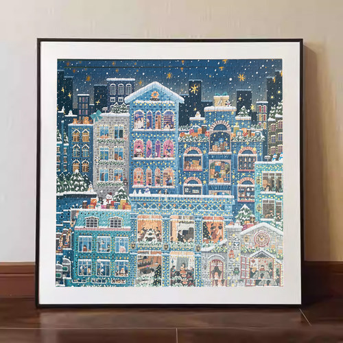 雪夜铝合金拼图框51*51cm可定制