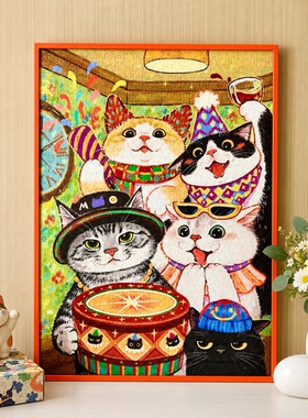 时之沙洲猫猫纪念日装裱铝合金拼图框装裱画框相框架裱框留白挂墙