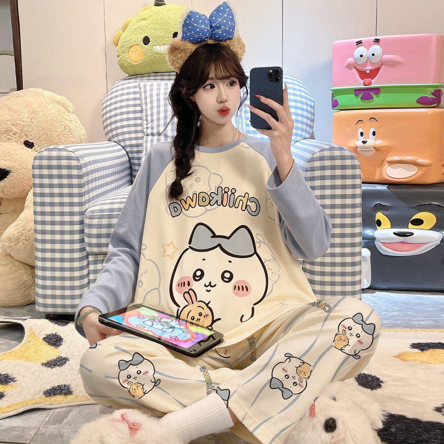 儿童睡衣女孩纯棉长袖春秋季六周岁潮七岁女童冬天空调服可爱十三