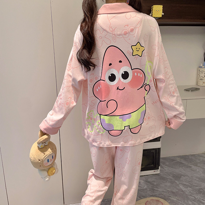 裤子女童春秋季冬天草莓熊睡衣儿童长袖纯棉女孩六周岁中童家居服