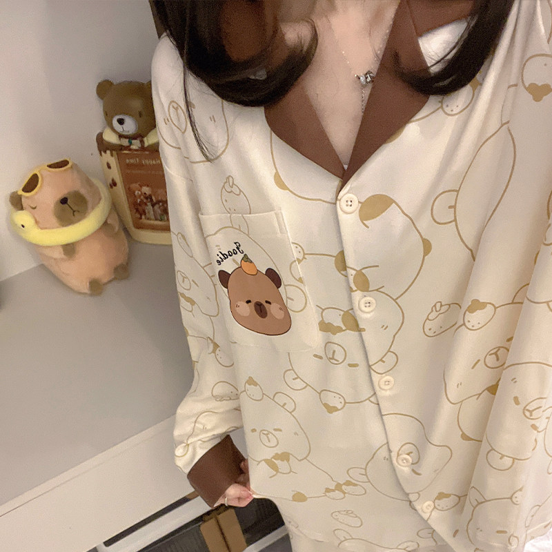 长袖春秋季纯棉睡衣动漫图案儿童冬天女童女孩秋装大码春天家居服