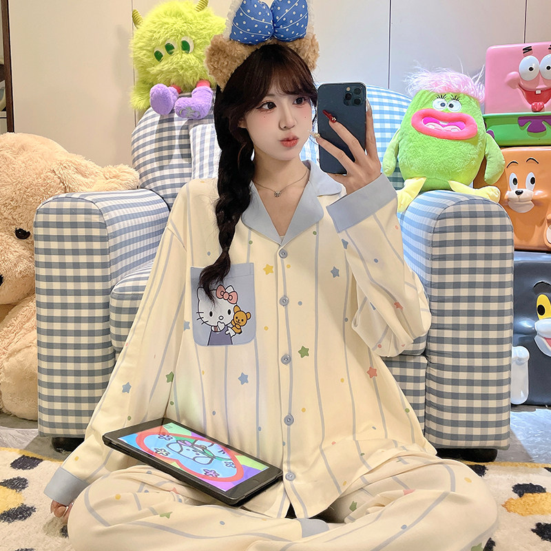 春秋季纯棉冬天儿童女童女孩可爱图案长袖睡衣三岁秋天十岁家居服