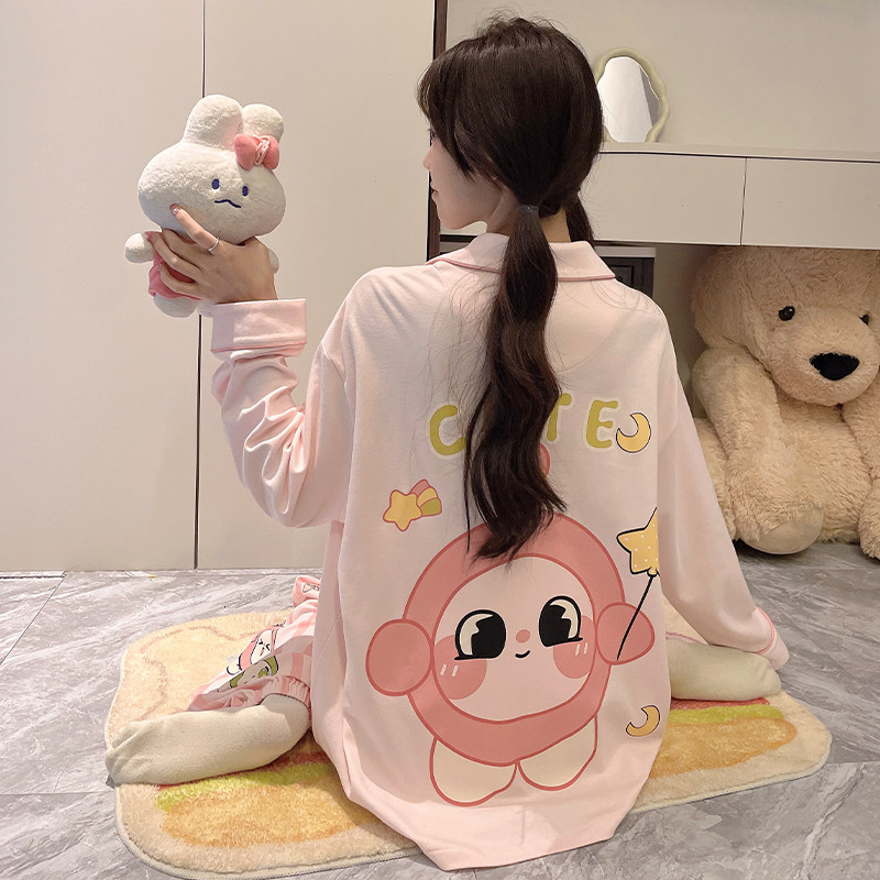 套装孩子卡通兔女孩冬天长袖睡衣纯棉儿童春秋季女童十周岁家居服