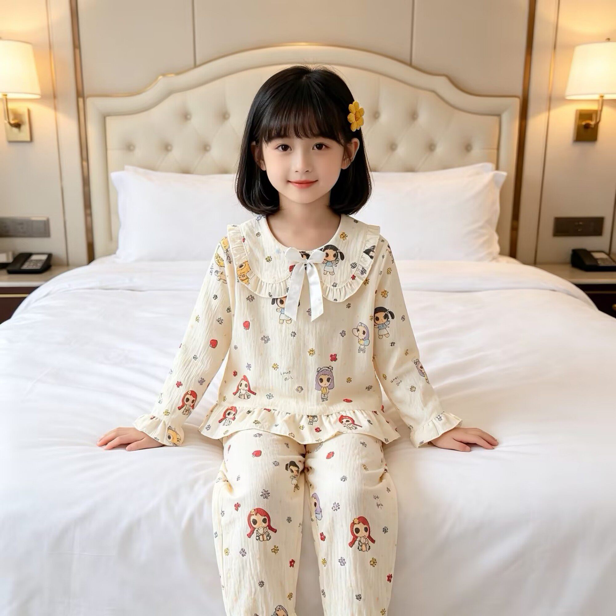 睡衣女孩云朵棉春秋季女童长袖十四岁冬天空调十岁三周岁卡通儿童