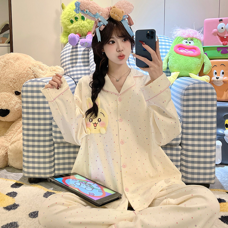 女孩纯棉睡衣长袖儿童春秋季女童高中生好看的空调房冬套装家居服