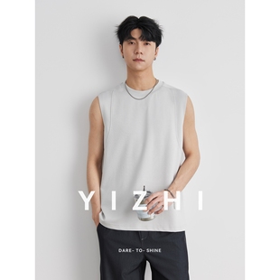 潮牌健身运动汗衫 T恤男夏季 凉感速干背 莫代尔凉感无袖 进口男装