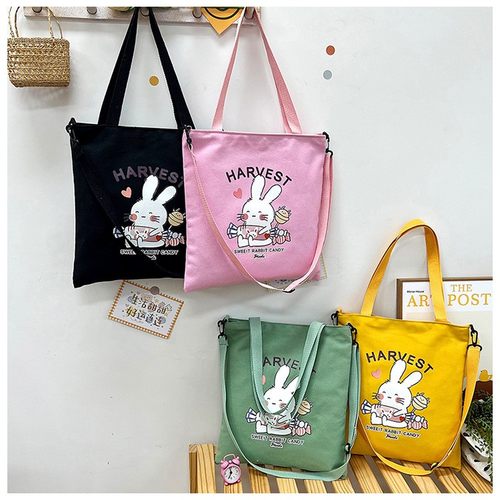 进口卡通帆布包时尚休闲单肩手提袋韩版大容量斜挎学生补课袋热