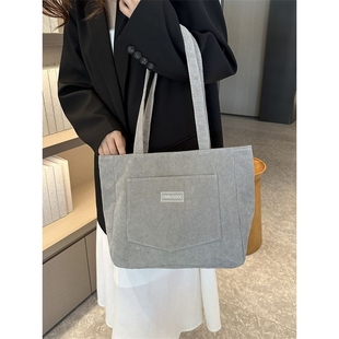 进口大容量托特包包女2024时尚 灯芯绒单肩包ins森系腋下包手提