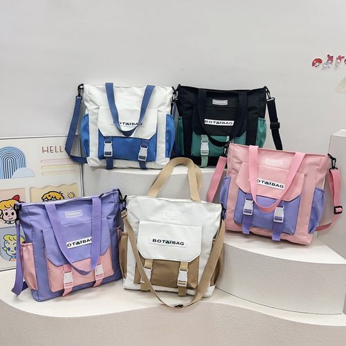 进口ins风百搭斜挎包2024 学生上课手提袋大容量可爱森系单肩包