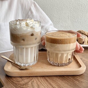 冰美式冷萃可叠胖胖杯澳白创意生椰拿铁杯玻璃杯咖啡杯果汁饮