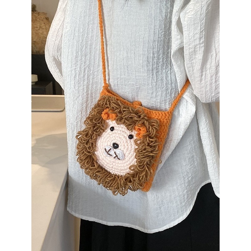 进口bag狮子手机包可爱卡通手工钩针成品毛线编织包包 女单肩挎包,服饰配件/皮带/帽子/围巾,DIY编织材料包,淘宝优惠券,粉丝福利购,淘宝优惠卷