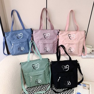 进口尼龙包男女学生 大容量森系单肩手提百搭ins斜挎包肩带可拆