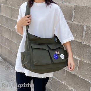 进口定货工装 斜挎单肩包男女ins帆布包学生街头大容量休闲文艺