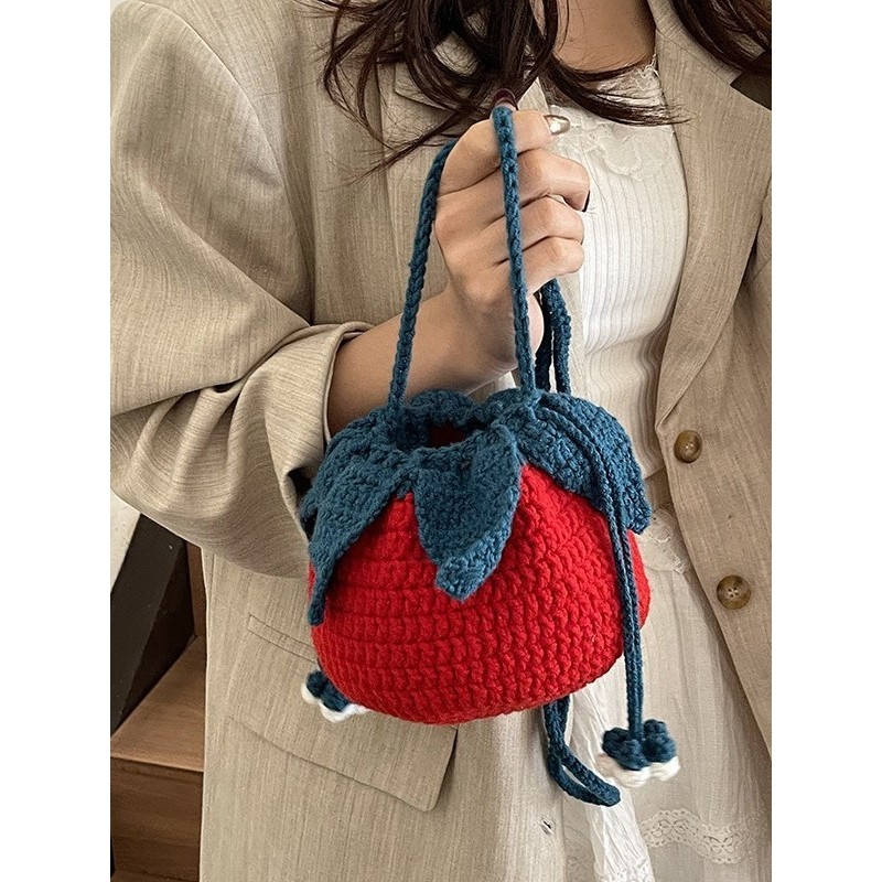 进口bag西红柿毛线钩织成品卡通少女洋气女包包斜挎手机包潮,服饰配件/皮带/帽子/围巾,DIY编织材料包,淘宝优惠券,粉丝福利购,淘宝优惠卷