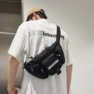进口日系原宿港风复古街头潮流胸包男韩版 斜跨包百 中性少女工装
