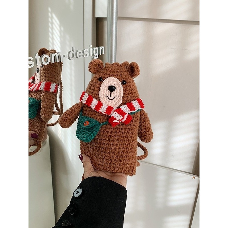 进口玩偶斜挎包包女孩2025卡通可爱围脖小熊毛线针织成品包,服饰配件/皮带/帽子/围巾,DIY编织材料包,淘宝优惠券,粉丝福利购,淘宝优惠卷