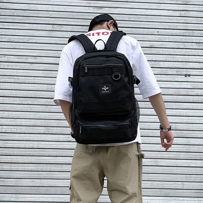 进口时尚潮流双肩包男帆布休闲韩版男士背包大容量高中学生校园