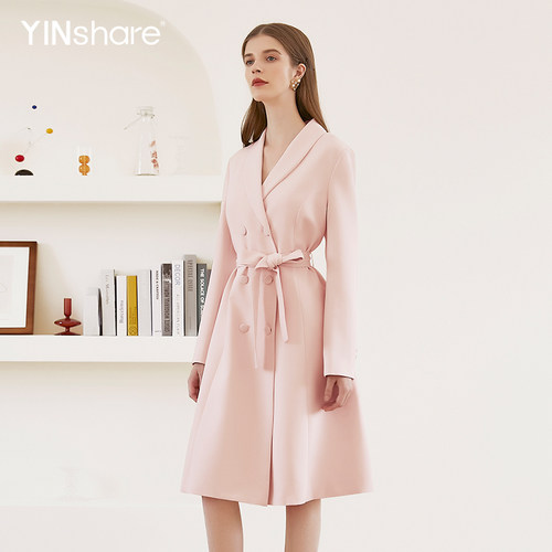 映想翻领中长通勤外套