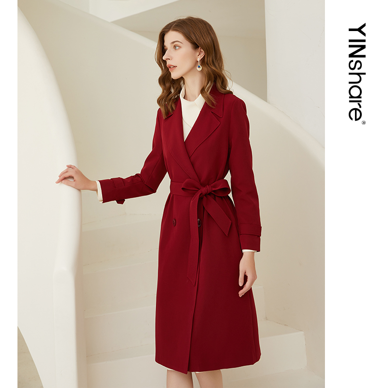 映想polo领中长款通勤风衣