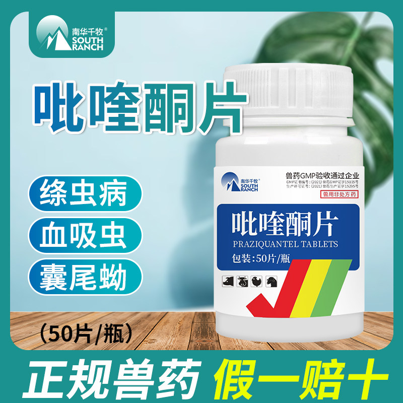 兽药吡喹酮片兽用猪牛羊鸡禽药宠物猫狗血吸虫净绦虫囊尾蚴驱虫药