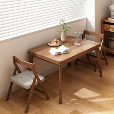 实木腿折叠餐桌家用小户