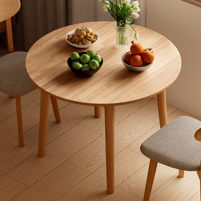 实木餐桌家用小户型圆桌椅组合吃饭桌子阳台茶几咖啡桌简约洽谈桌