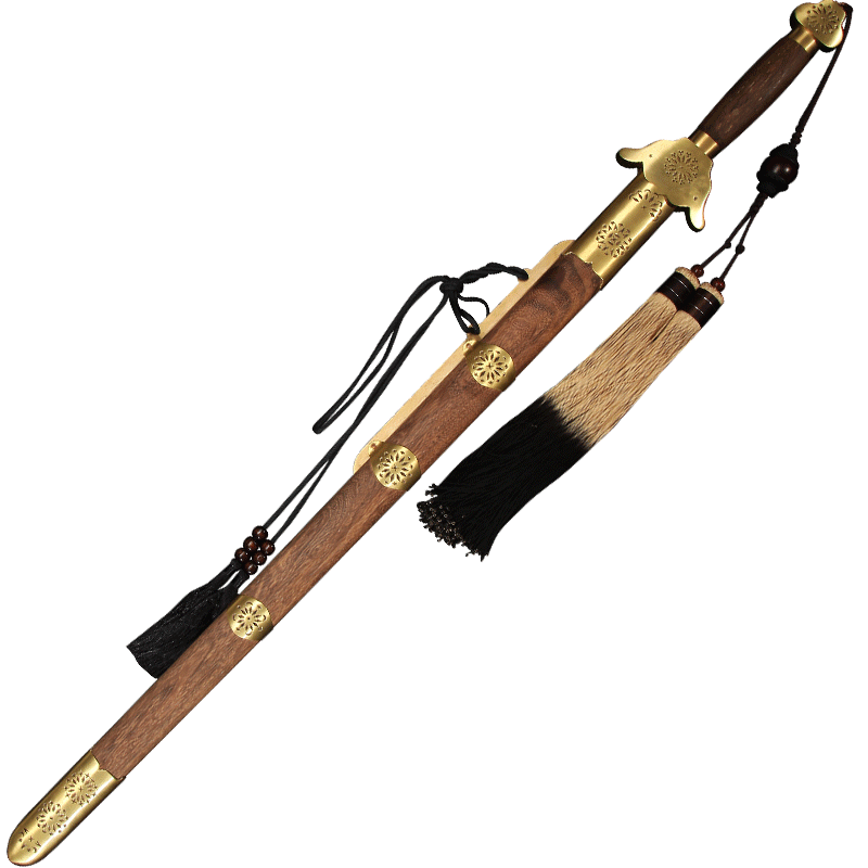 龙泉古越郑国荣作品花纹钢宝剑