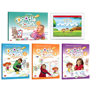 现货包邮英国麦克米伦 Doodle town1,2,3级幼儿英语教材原版进口美音涂鸦小镇学生教材3-6岁幼儿园综合教材国际学校教材
