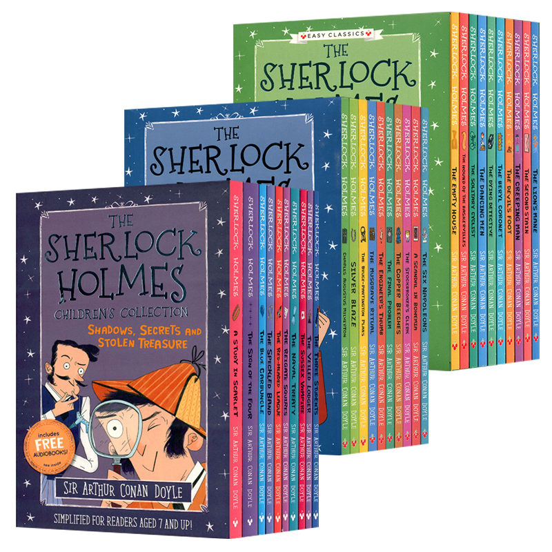 福尔摩斯探案全集英文原版小学生版 The SHERLOCK HOLMES 第123辑10册少儿经典故事绘本读物章节桥梁书小学生课外阅读经典探案小说