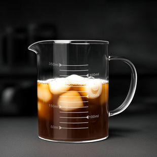高硼硅多功能量杯玻璃水杯刻度杯耐高温杯子烘焙工具牛奶杯350ml