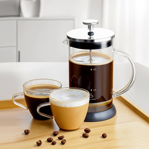 玻璃法压壶咖啡壶不锈钢滤压壶家用打奶泡法式咖啡过滤器350ML