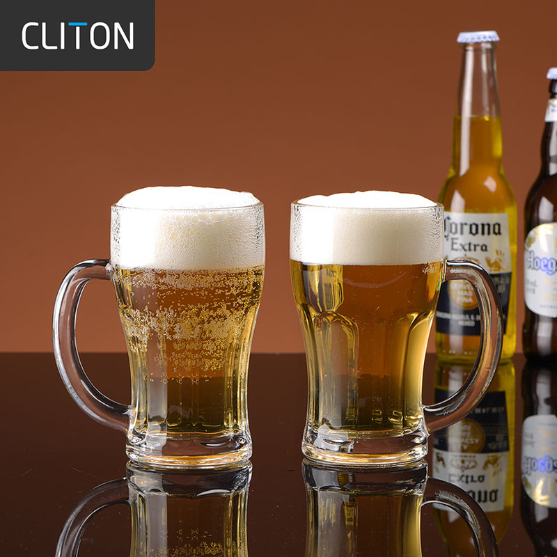 CLITON玻璃杯大号啤酒杯家用网红加厚扎啤杯小麦精酿酒吧清吧酒杯