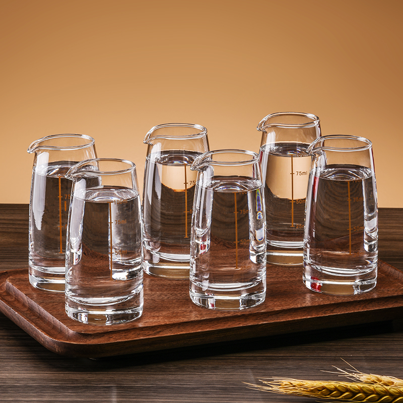 Cliton白酒杯分酒壶倒酒器家用带刻度分酒壶小酒盅100ml6只套装