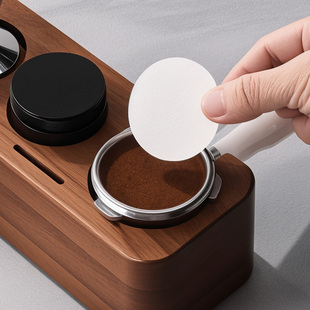 意式咖啡机手柄专用粉碗滤纸圆形二次滤水纸摩卡壶51/53/58mm通用