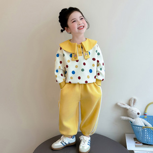 女童韩系高级感穿搭套装2026新款春装洋气儿童女宝娃娃领春秋衣服