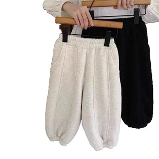 儿童镰刀裤卫裤2025冬季男童冬装运动长裤童装休闲裤一体绒潮加绒