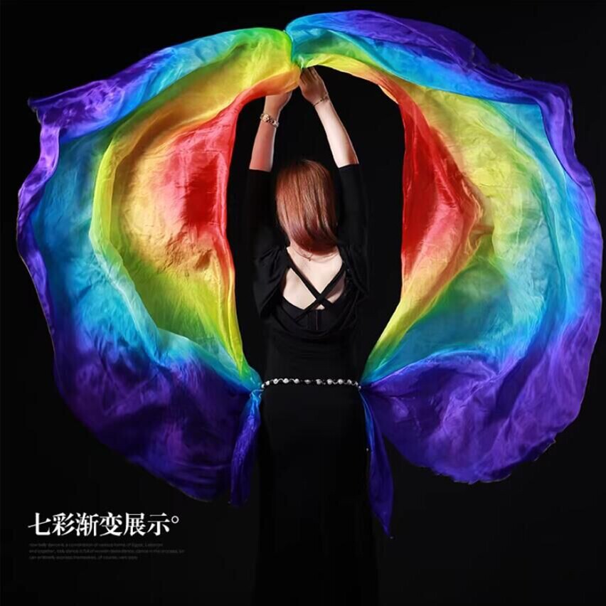 倾城之舞肚皮舞真丝纱巾渐变双纱