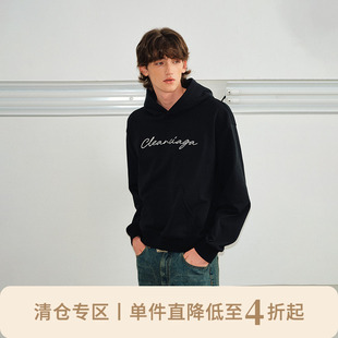 通勤花体字母刺绣情侣宽松boxy版 KREATE 型连帽卫衣 克林世家