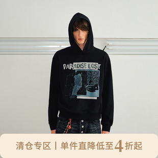 撞色印花宽松boxy版 躺平 型重磅情侣连帽卫衣男女 24AW KREATE