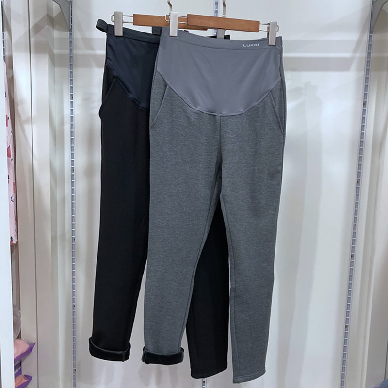 孕之彩無痕托腹可調節孕婦褲加絨