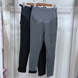 孕之彩秋冬款无痕托腹孕妇裤莫代尔加绒保暖打底裤高弹小脚裤