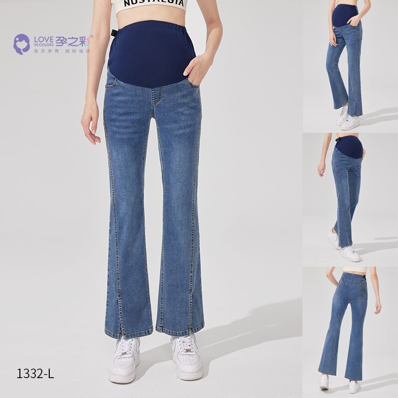 孕之彩春款孕之彩孕婦牛仔喇叭褲