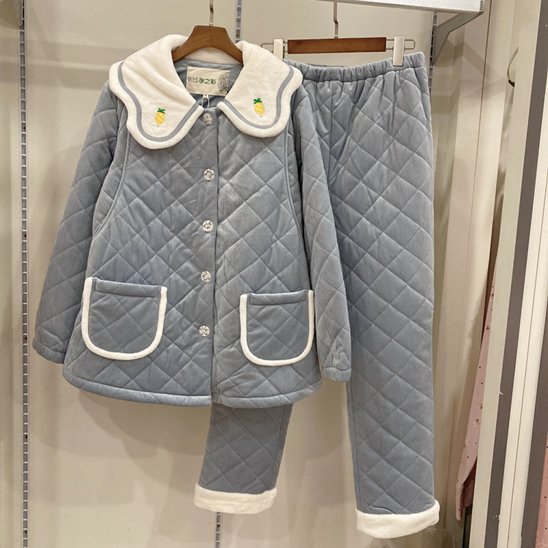 冬款外出三层夹棉家居服孕之彩