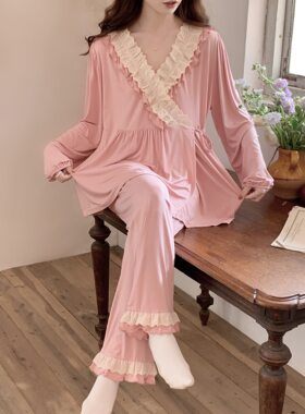 莫代尔月子服春夏长袖孕妇待产服