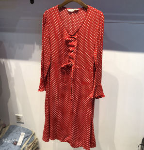 春装 贝儿森孕妇连衣裙雪纺收腰孕妇红裙子外出服50115 新款