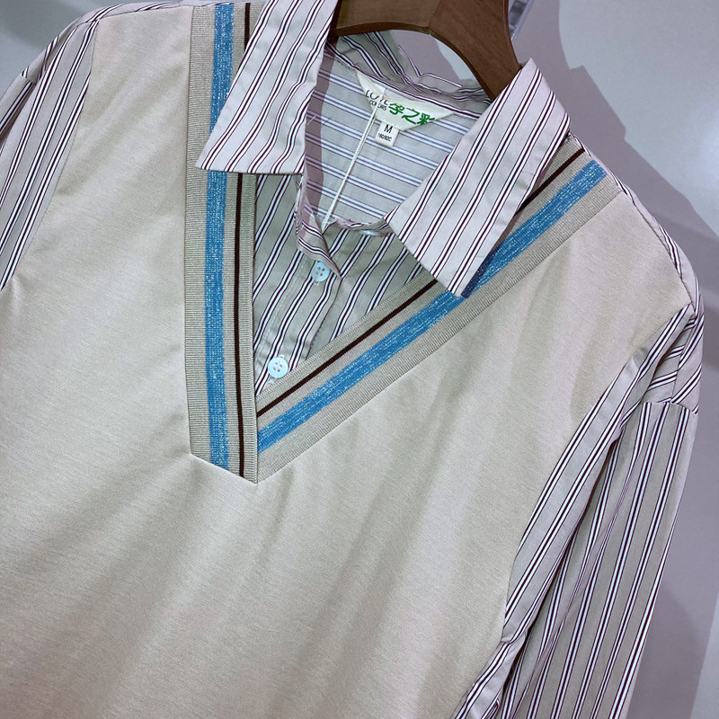 ZHENGZHI CAIQIU 모유 수유 긴 탑 가짜 투피스 긴 소매 셔츠 OL 나들이 착용 YWS193004