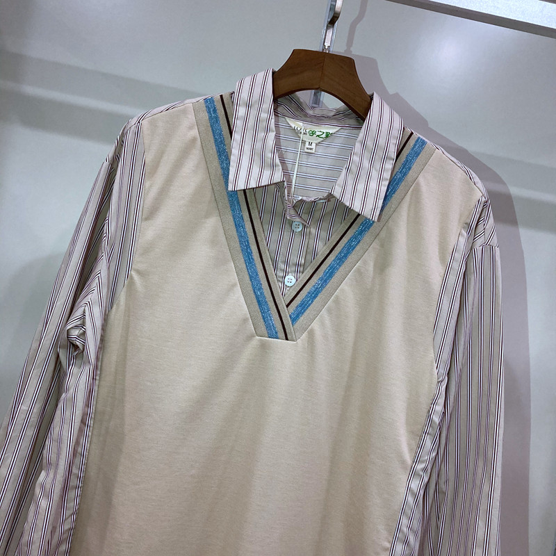 ZHENGZHI CAIQIU 모유 수유 긴 탑 가짜 투피스 긴 소매 셔츠 OL 나들이 착용 YWS193004