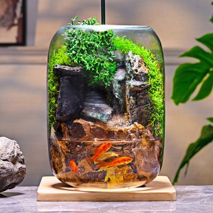 清泉石上S级艺术设计苔藓观赏微景观客厅优质百搭高硼硅流水摆件