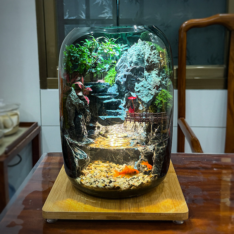 大号时来运转养鱼缸创意桌面苔藓微景观生态瓶玻璃容器办公室盆景